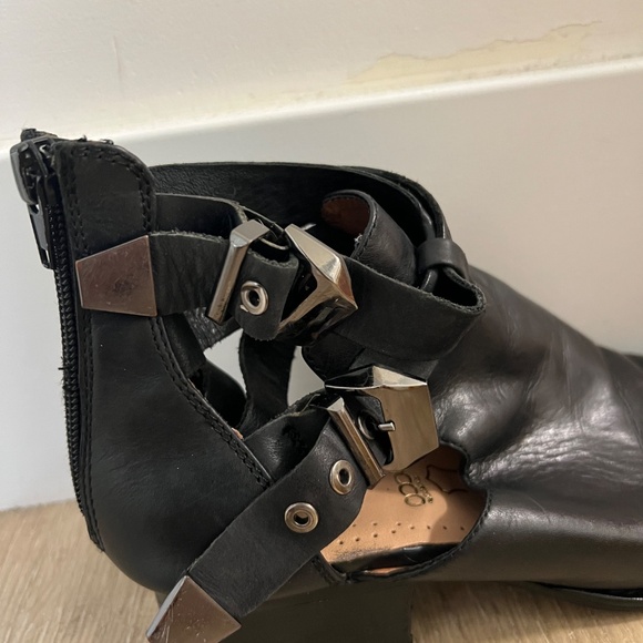 Jeffrey Campbell Everly Black Leather Cutout Ankle Booties - Picture 6 of 10